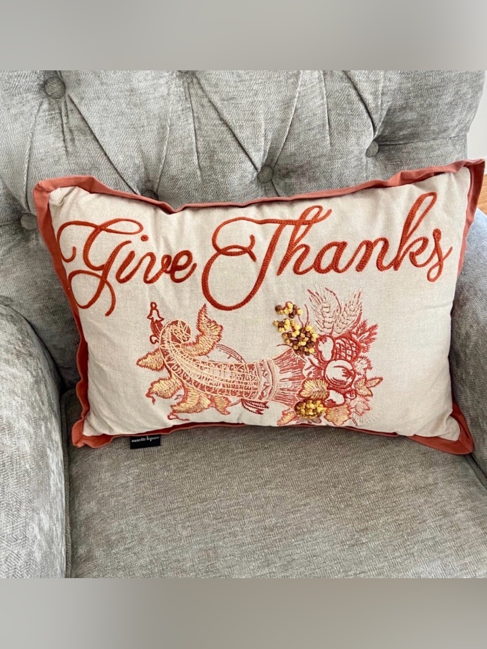 Give Thanks Fall Thanksgiving pillow
